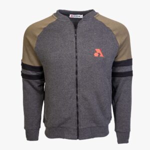 Arsenal Medium Gray / Khaki Cotton-Poly Standard Fit Classic Crew Zip-Up Jacket
