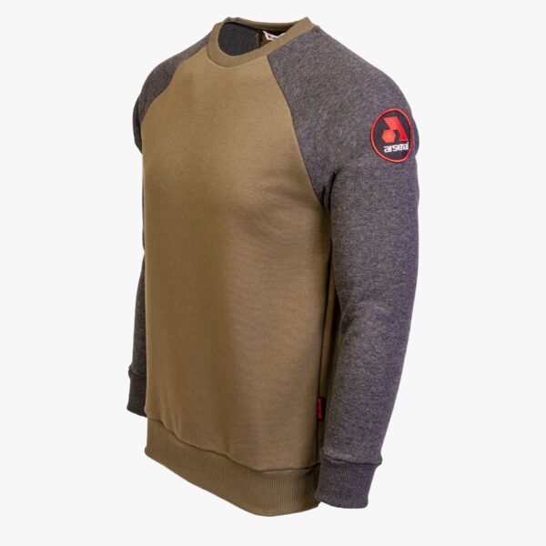 Arsenal Medium Grey / Khaki Cotton-Poly Standard Fit Icon Pullover Sweater