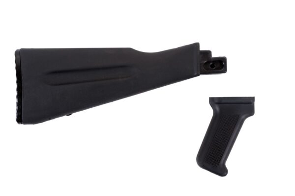 Arsenal AK47 / AK74 Warsaw Length Black Buttstock and Pistol Grip Set for Stamped Receivers