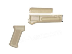 Arsenal Desert Sand Handguard Set with Stainless Steel Heat Shield and Pistol Grip for Stamped Receivers